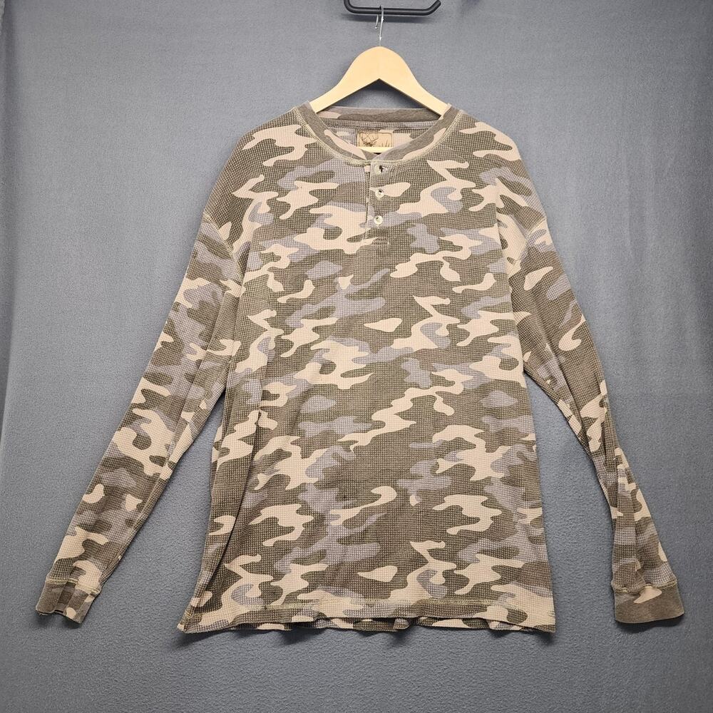 Canyon Trail Henley Shirt Mens 3X Camouflage Thermal Waffle Knit Long Sleeve